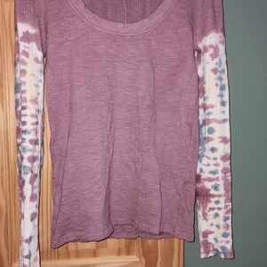 We The Free Purple and Tie-Dye Long Sleeve Top
